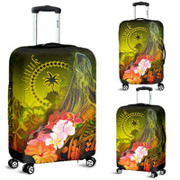 Custom Personalised Chuuk Luggage Covers - Humpback Whale with Tropical Flowers (Yellow) - Polynesian Pride
