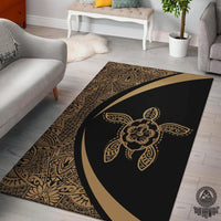 Hawaii Turtle Polynesian Area Rug Circle Style Gold Gold - Polynesian Pride