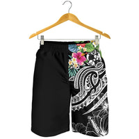 Tonga Polynesian Men's Shorts - Summer Plumeria (Black) - Polynesian Pride