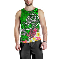 Polynesian Men's Tank Top - Turtle Plumeria Green Color - Polynesian Pride