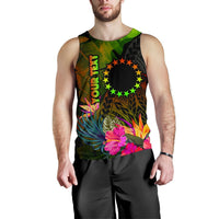 Cook Islands Polynesian Personalised Men's Tank Top - Hibiscus and Banana Leaves - Polynesian Pride