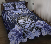 Hawaii Turtle Hibiscus Blue Quilt Bed Set - Hac Style - AH - Polynesian Pride