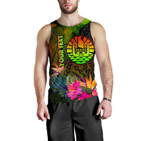 Tahiti Polynesian Personalised Men's Tank Top - Hibiscus and Banana Leaves - Polynesian Pride