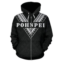 Pohnpei All Over Zip up Hoodie Black Sailor Style - Polynesian Pride