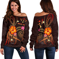 Kosrae Polynesian Personalised Off Shoulder Sweater - Legend of Kosrae (Red) - Polynesian Pride