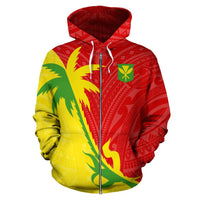 Hawaii Zip up Hoodie Hawaii Kanaka Maoli Flag Coconut Tree - Polynesian Pride
