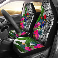 Cook Islands Car Seat Covers White - Turtle Plumeria Banana Leaf Universal Fit White - Polynesian Pride
