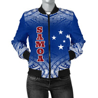 Samoa Women's Bomber Jacket - Polynesian Fog Blue Blue - Polynesian Pride