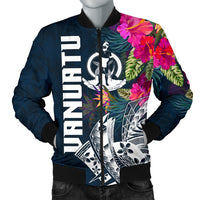 Vanuatu Polynesian Men's Bomber Jacket - Summer Vibes Blue - Polynesian Pride
