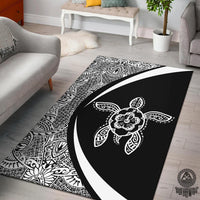 Hawaii Turtle Polynesian Area Rug Circle Style White White - Polynesian Pride
