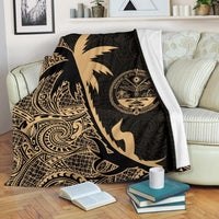 Marshall Islands Coconut Tree Premium Blanket Gold White - Polynesian Pride