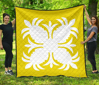 Hawaiian Premium Quilt Royal Pattern - Yellow - A2 Style Yellow - Polynesian Pride
