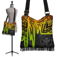 Hawaii Personalised Boho Handbag - Kanaka Maoli With Polynesian Pattern In Heartbeat Style (Reggae) - Polynesian Pride