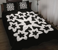 Hawaiian Quilt Bed Set Royal Pattern - Black And White - A1 Style - Polynesian Pride
