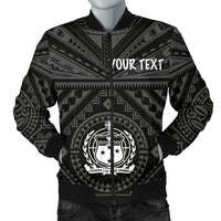 Samoa Personalised Men's Bomber Jacket - Samoa Seal In Polynesian Tattoo Style Black - Polynesian Pride