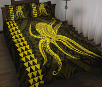 Hawaii Octopus KaKau Polynesian Quilt Bed Set - Yellow - Polynesian Pride