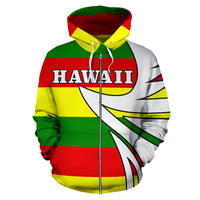 Hawaii Kanaka Flag Zip up Hoodie Warrior Style - Polynesian Pride