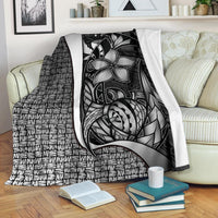 Pohnpei Micronesia Premium Blanket White - Turtle With Hook White - Polynesian Pride