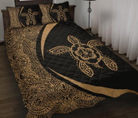 Hawaiian Polynesian Turtle Quilt Bed Set - Circle Style Gold - Polynesian Pride
