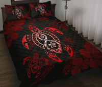 Hawaii Polynesian Turtle Quilt Bed Set Flow Of Turtle Red - Polynesian Pride