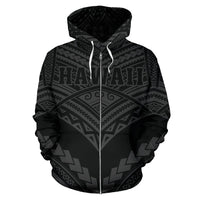 Hawaii Polynesian Zip up Hoodie Tribal New Warrior Style Gray Color - Polynesian Pride