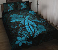 Hawaii Turtle Flower Polynesian Quilt Bed Set - Turquoise - Polynesian Pride