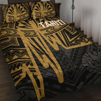 Tahiti Quilt Bed Set - Tahiti Seal In Heartbeat Patterns Style (Gold) Gold - Polynesian Pride