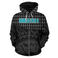 Polynesian Hawaii Zip up Hoodie Warrior Emerald Color - Polynesian Pride