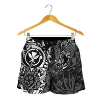 Polynesian Hawaii (Kanaka Maoli) Women's Short - Black Turtle Hibiscus Flowing - Polynesian Pride