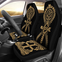 Marshall Islands Car Seat Covers - Marshall Islands Seal Polynesian Tribal Gold Universal Fit Gold - Polynesian Pride