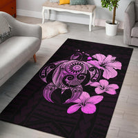 Hibiscus Plumeria Mix Polynesian Turtle Area Rug AH Rug Pink - Polynesian Pride