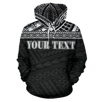 Guam Polynesian All Over Custom Hoodie Black Horizontal Style - Polynesian Pride
