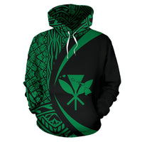 Kanaka Hawaii Map Green Polynesian Hoodie Circle Style - Polynesian Pride