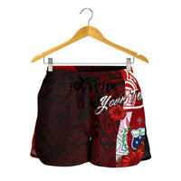 Samoa Polynesian Custom Personalised Women's Shorts - Coat Of Arm With Hibiscus - Polynesian Pride
