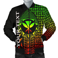 Hawaii Custom Personalised Men's Bomber Jacket - Kanaka Maoli Rocket Style (Reggae) Black - Polynesian Pride