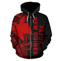 Papua New Guinea Polynesian All Over Zip up Hoodie Red Line - Polynesian Pride