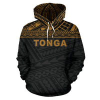 Tonga Polynesian All Over Hoodie Yellow Horizontal Style - Polynesian Pride