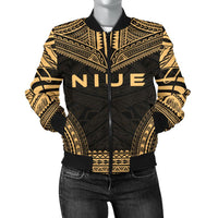 Niue Polynesian Chief Women'S Bomber Jacket - Gold Version Gold - Polynesian Pride