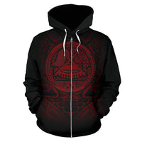 American Samoa Polynesian All Over Zip up Hoodie Tribal Pattern - Polynesian Pride