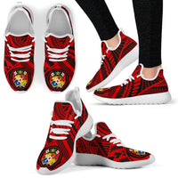 Tonga Polynesian Tattoo Mesh Knit Sneakers Red - Polynesian Pride