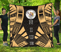 Niue Premium Quilt - Niue Seal Polynesian Gold Tattoo Gold - Polynesian Pride