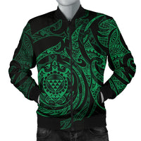 Polynesian Hawaii Men's Bomber Jacket - Green Turtle Tribal - Polynesian Pride