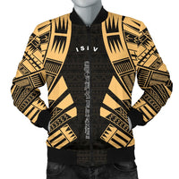 Society Islands Men Bomber Jackets - Polynesian Tattoo Gold Gold - Polynesian Pride