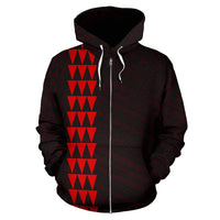 Polynesian Kakau Seal of Hawaii Zip Hoodie Red - Polynesian Pride