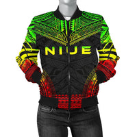 Niue Polynesian Chief Women'S Bomber Jacket - Reggae Version Reggae - Polynesian Pride