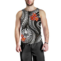 Tahiti Polynesian Men Tank Top - White Plumeria - Polynesian Pride