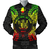 Niue Polynesian Men's Bomber Jacket Map Reggae Reggae - Polynesian Pride
