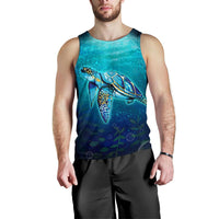 Hawaii Men's Tank Top - Turtle Under Sea Black - Polynesian Pride