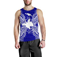 Papua New Guinea Polynesian Men Tank Top Map Blue Blue - Polynesian Pride