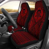 Tuvalu Car Seat Cover - Tuvalu Coat Of Arms Polynesian Tattoo Red Universal Fit Red - Polynesian Pride